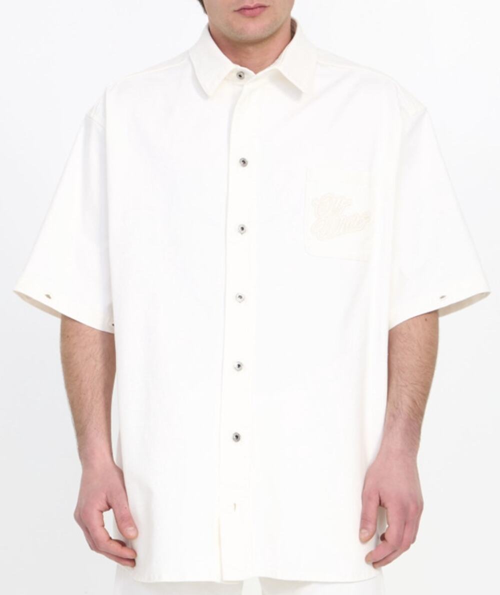 OFF-White | NWT 90s Logo Denim Button Overshirt in Raw White L